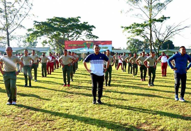 Jalin Sinergitas, TNI-Polri di Karo Olahraga Bersama