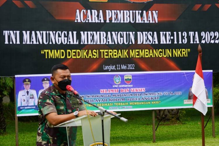 Danrem 022/Pantai Timur Buka TMMD ke-113 TA 2022 di Wilayah Kodim 0203/Langkat