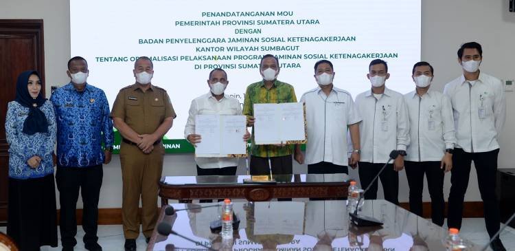 Gubernur Sumut Teken MoU dengan BPJamsostek, Berikan Jaminan Sosial Bagi Kelompok Rentan dan Miskin