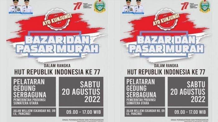 Semarakkan HUT ke-77 Kemerdekaan RI, Pemprov Sumut Gelar Bazar dan Pasar Murah