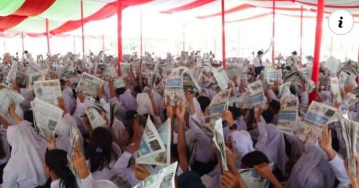 Diikuti Seribuan Pelajar SMP, Pemkab Sergai-SPS Sumut Gelar Kampanye Gemar Baca Koran Milenial