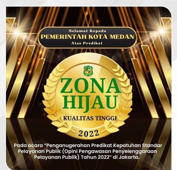 Pemko Medan Kembali Raih Predikat Kepatuhan Tinggi Standar Pelayanan Publik dari Ombudsman RI