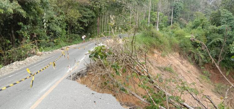 Jalinsum Hutaimbaru Sipirok Nyaris Putus Akibat Longsor