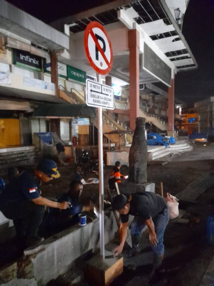 Setelah Penertiban, Sekitar Jalan Thamrin Padang Sidempuan Dipasang Rambu Lalulintas