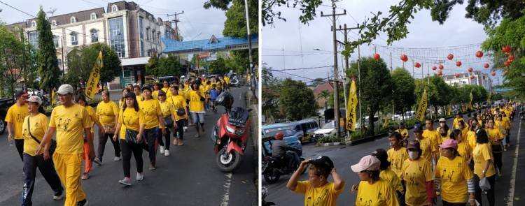 Ribuan Kader Partai Golkar "Kuningkan" Gerak Jalan Sehat di Pematangsiantar