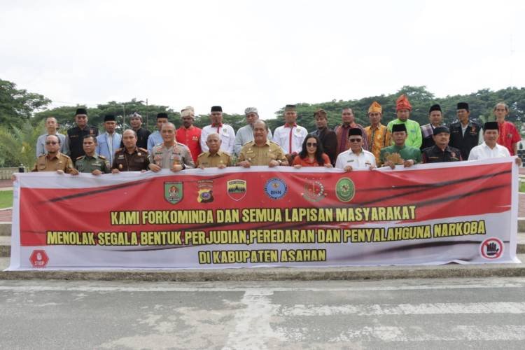 Bupati Asahan bersama Forkopimda serta Elemen Masyarakat Gelar Deklarasi Stop Judi dan Narkoba