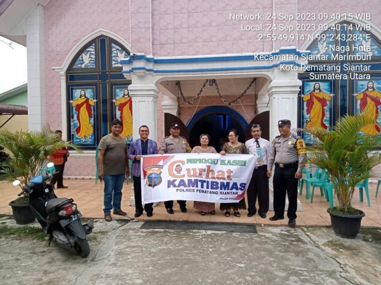 Polsek Siantar Marihat Minggu Kasih Curhat Kamtibmas di Gereja HKI