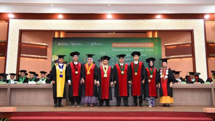 Perkuat Program EQUITY, Rektor USU Kukuhkan 6 Guru Besar Tetap