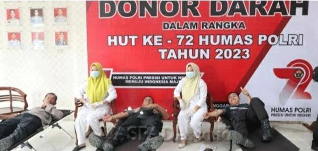 Polres Agara Sumbangkan 34 Kantong Darah di HUT ke-72 Humas Polri