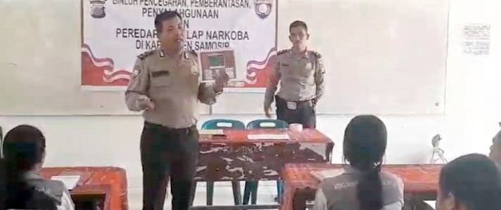 Polres Samosir Sosialisasikan Cegah Narkoba, Pergaulan Bebas dan Kenakalan Remaja Kepada Pelajar