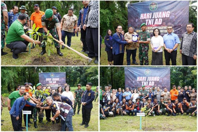 Karya Bakti Peringatan Hari Juang TNI AD ke-78 Tahun, Korem 022/PT Tanam Pohon di STT HKBP Siantar