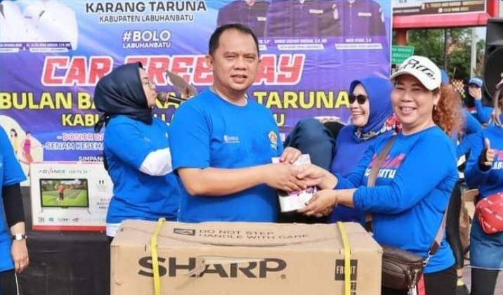 Bulan Bakti Karang Taruna, Bupati Labuhanbatu Senam Sehat Bersama Masyarakat