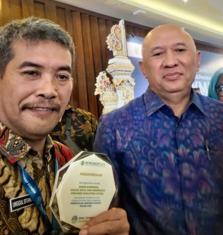 Diskop dan UKM Sumut Raih Penghargaan dari Kemenkop RI