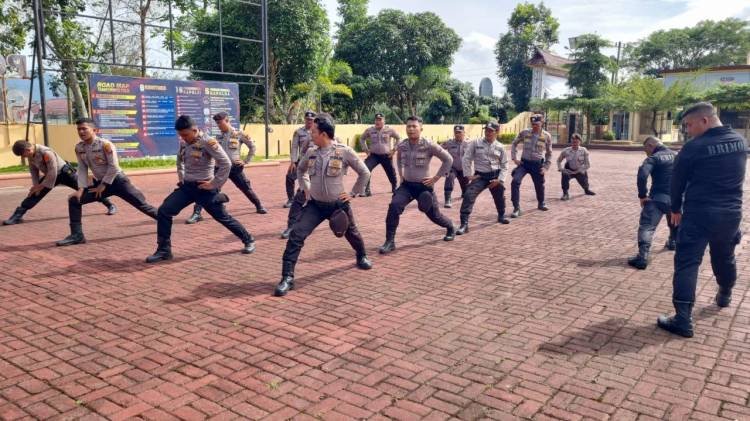 Polres Simalungun dan Brimob Yon-B Latihan Dalmas Kesiapan Pemilu 2024