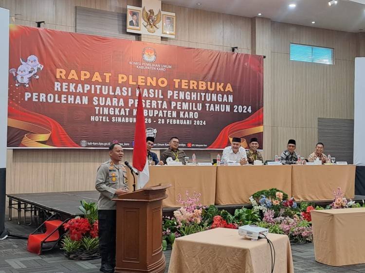 KPUD Karo Gelar Rapat Pleno Terbuka Rekapitulasi Hasil Pemilu di Berastagi