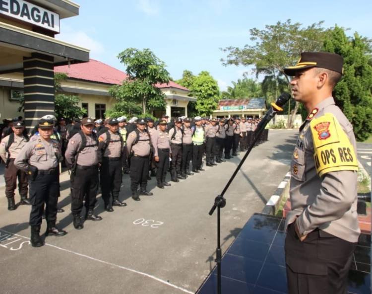 9 Hari Jelang Pemilu, Polres Sergai Gelar Apel Riksa Personel Pam TPS