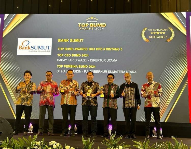 Bank Sumut Kembali Raih TOP BUMD Awards 2024 Bintang 5