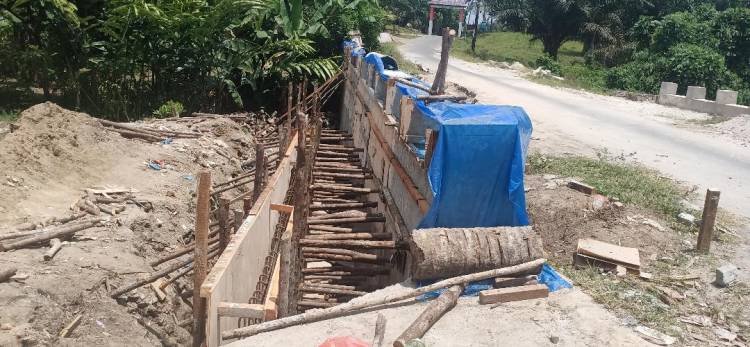 Jalan Antar Desa yang Longsor di Nagori Parmonangan Tahap Pembangunan TPT