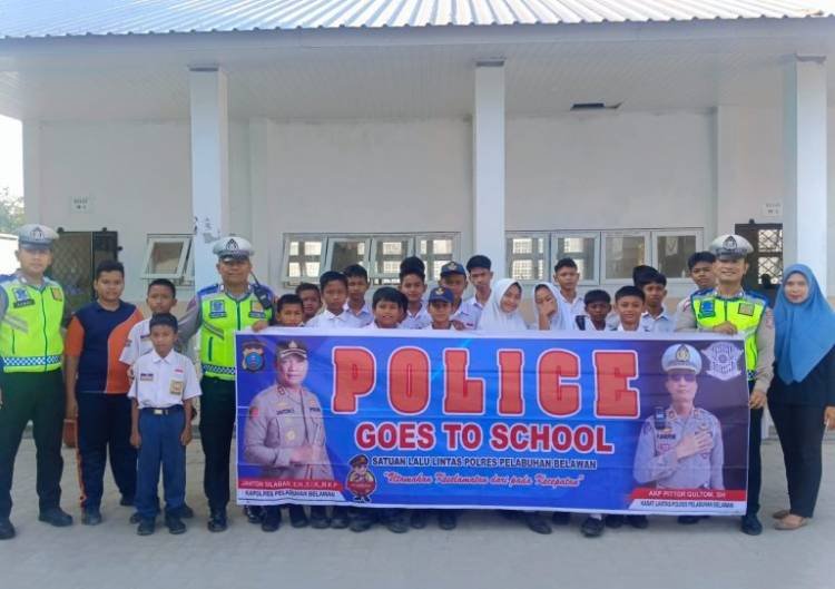 Satlantas Polres Belawan Goes to School, Sosialisasikan Keselamatan Berkendara