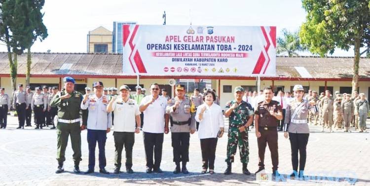 Bupati Karo Cory Sebayang Hadiri Apel Pasukan Ops Keselamatan Toba 2024