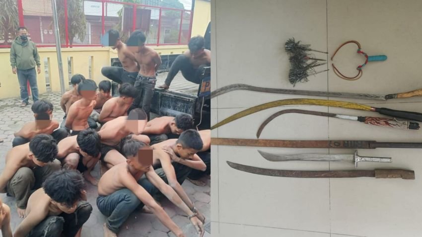 Hendak Tawuran, 45 Anggota Geng Motor Bersajam Ditangkap Polsek Medan Labuhan