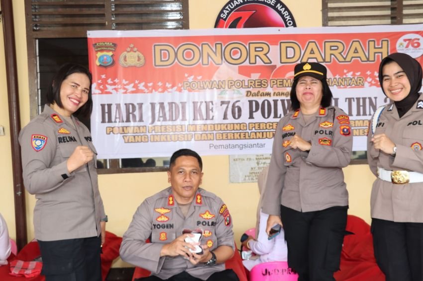 Sambut HUT ke- 76 Polwan, Polres Pematangsiantar Sumbangkan 53 Kantong Darah