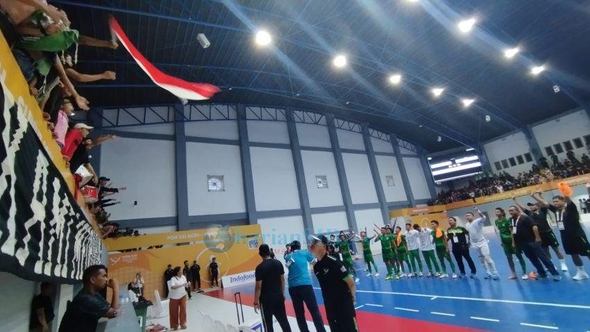 PON XXI: Didukung Ribuan Suporternya, Tim Futsal Sumut Ditahan Imbang NTT