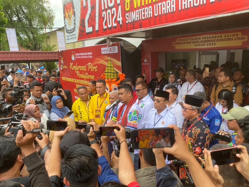 Kendarai Sepeda Motor Listrik, Bobby-Surya Mendaftar ke KPU Sumut