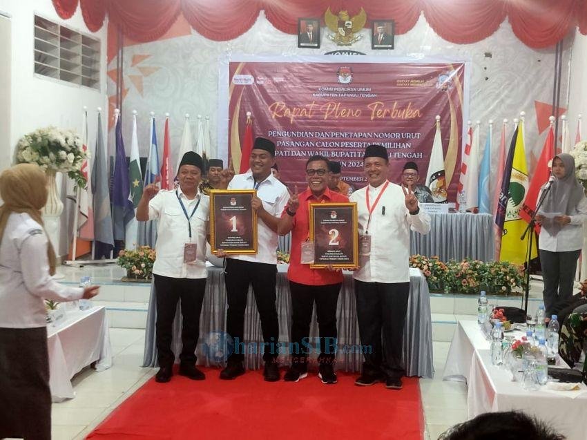 KPUD Tapteng Tetapkan nomor Paslon Peserta Pilkada