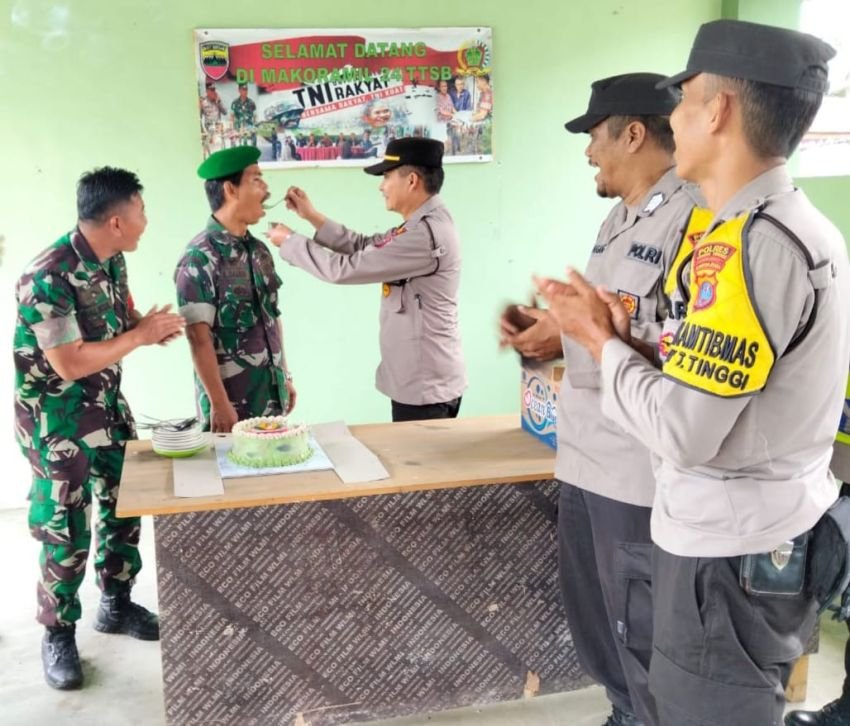 HUT ke-79 TNI, Polsek Tebingtinggi Kunjungan Istimewa ke Koramil 24/TTSB