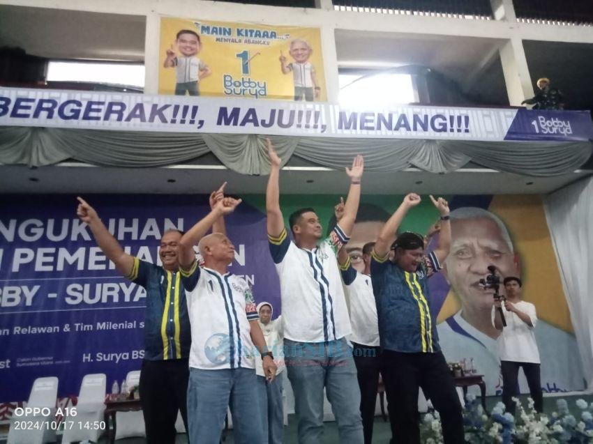 Ribuan Masyarakat Hadiri Pengukuhan Tim Pemenangan Boby-Surya dan Taufik-Rianto di Asahan