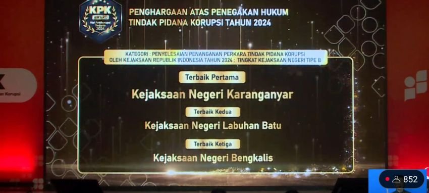 Kejari Labuhanbatu Raih Penghargaan KPK Award Hakordia 2024