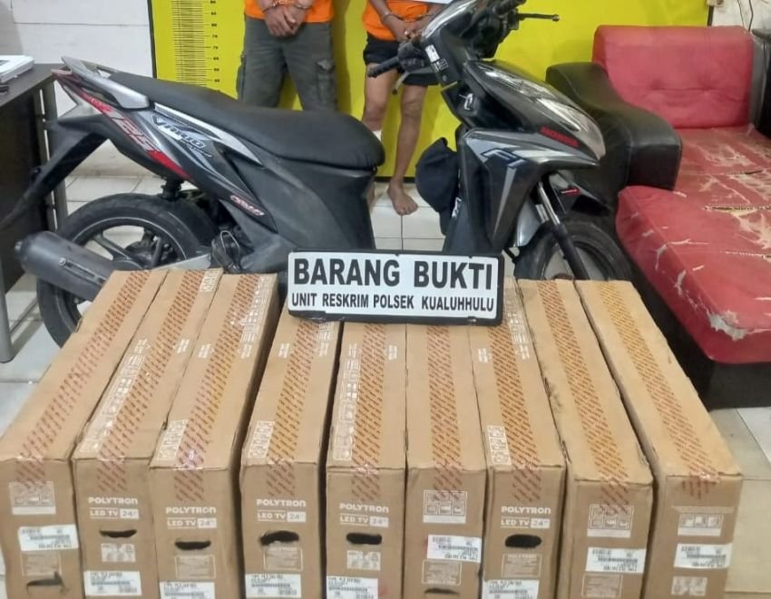 Curi 9 Unit TV, Dua Bajing Loncat Ditangkap Petugas Polsek Kualuh Hulu