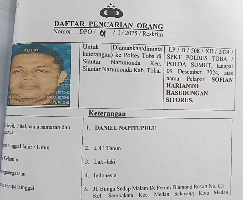 Polres Terbitkan DPO Terduga Pelaku Penculikan Plt Kadis PUPR Toba