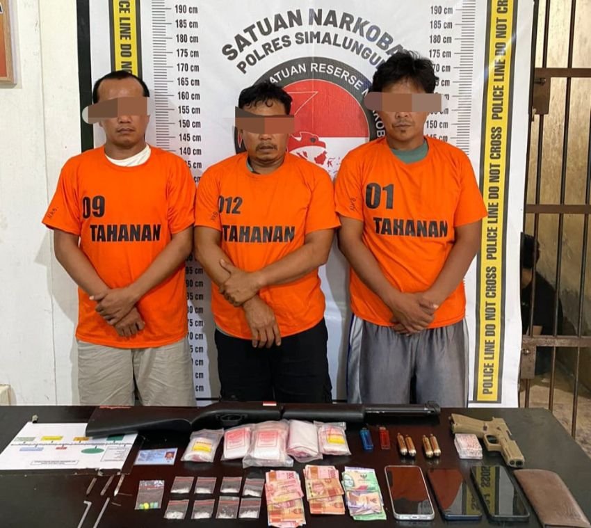 3 Pengedar Narkoba di Simalungun Ditangkap, Sabu, Ekstasi dan Senpi Disita Polisi