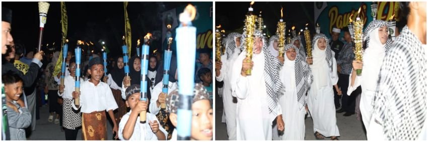 Sambut Ramadan, Ribuan Warga Tanjungberingin Antusias Ikuti Pawai Obor