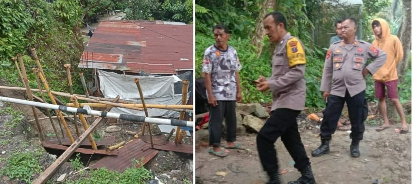 Tanah Longsor di Pemukiman Warga, Polsek Siantar Martoba Turun Lakukan Pengecekan