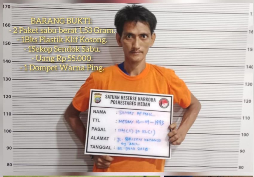 Satres Narkoba Bekuk Pengedar Sabu di Medan Maimun