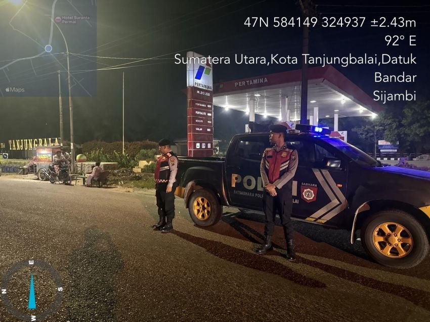 Jaga Keamanan Kota Malam Hari, Sat Samapta Gencarkan Patroli di Tanjungbalai