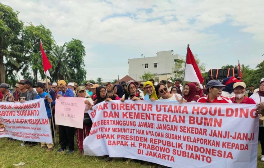 Ratusan Pensiunan PTPN II Unjukrasa di PTPN I Tanjungmorawa