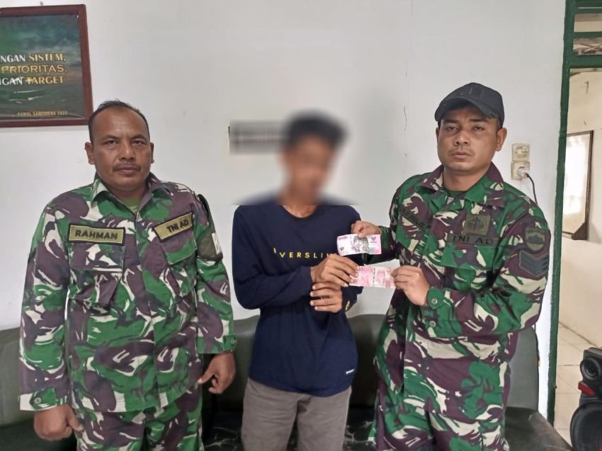 Babinsa Koramil 08 Barumun Tangkap Pengedar Upal Pecahan Rp100 Ribu