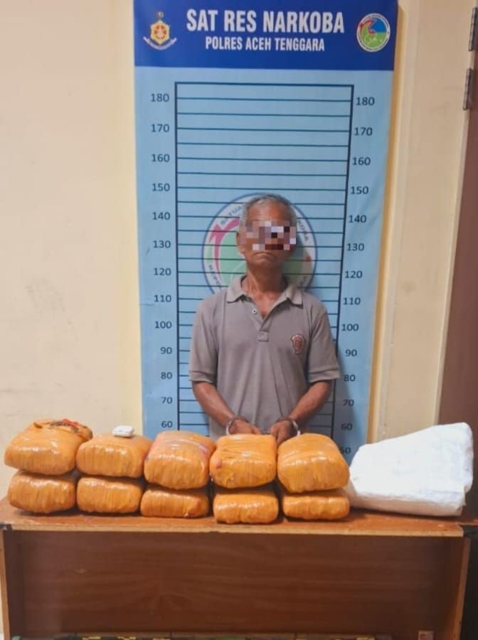 Polres Aceh Tenggara Tangkap Pria Pembawa 9,4 Kg Ganja di Ketambe