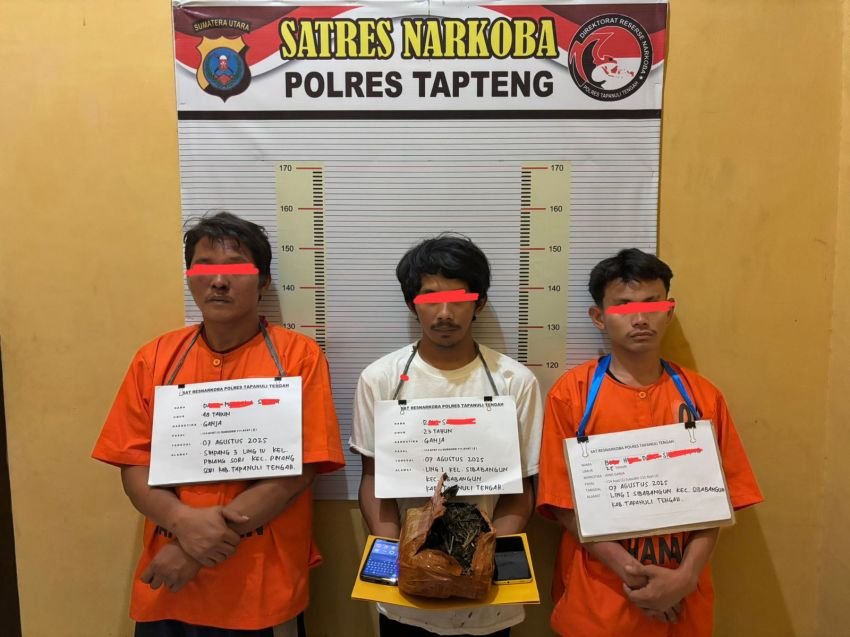 Polisi Sita 900 Gram Ganja dari Tiga Terduga Pengedar di Tapteng