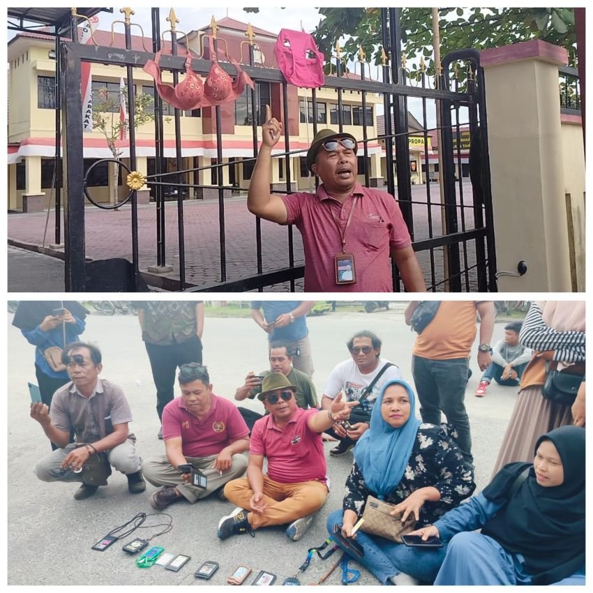 Wartawan Dan Aktivis Tanjungbalai Gelar Aksi, Kasatres Narkoba Dihadiahi Pakaian Dalam